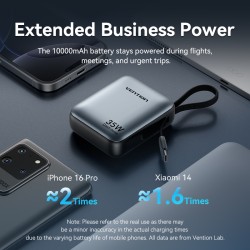 Buy Vention Powerbank 10000mAh 35W Mini Size Built-in USBC Black - FHEH0 - 10000... in Cyprus, Nicosia, Limassol, Larnaka, Pafos