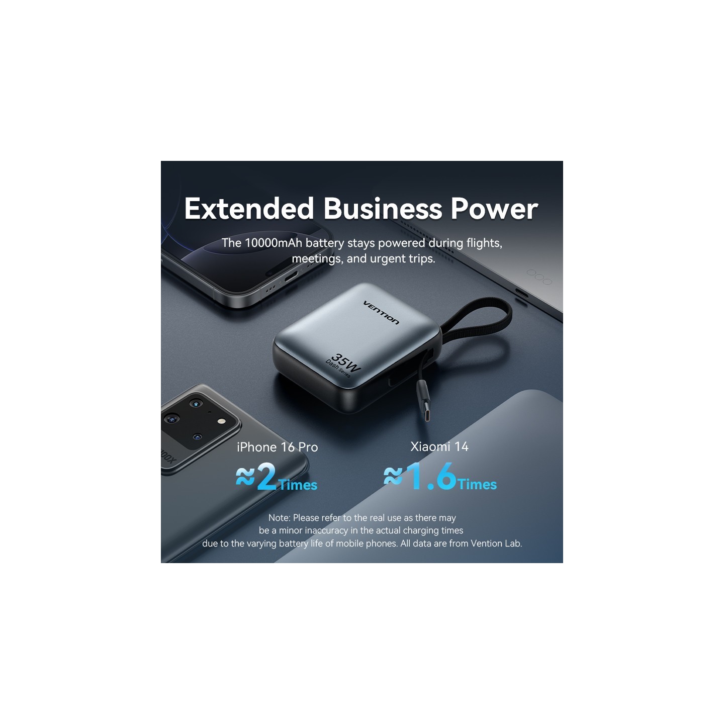 Vention Powerbank 10000mAh 35W Mini Size Built-in USBC Black - FHEH0 - 10000mAh 35W Mini Size Built-in USBC Black