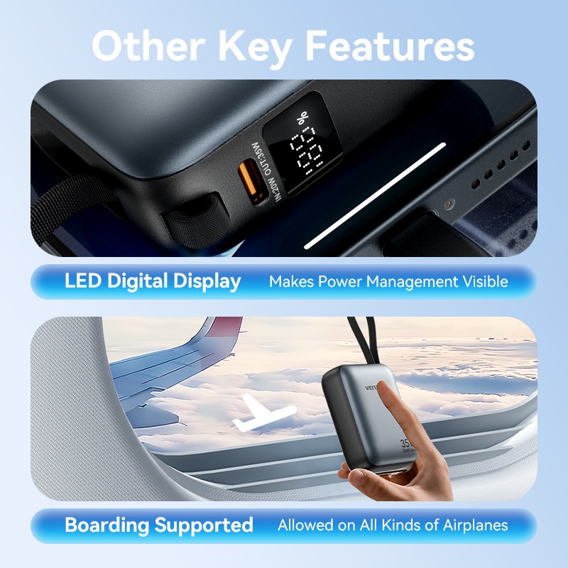 Buy Vention Powerbank 10000mAh 35W Mini Size Built-in USBC Black - FHEH0 - 10000... in Cyprus, Nicosia, Limassol, Larnaka, Pafos