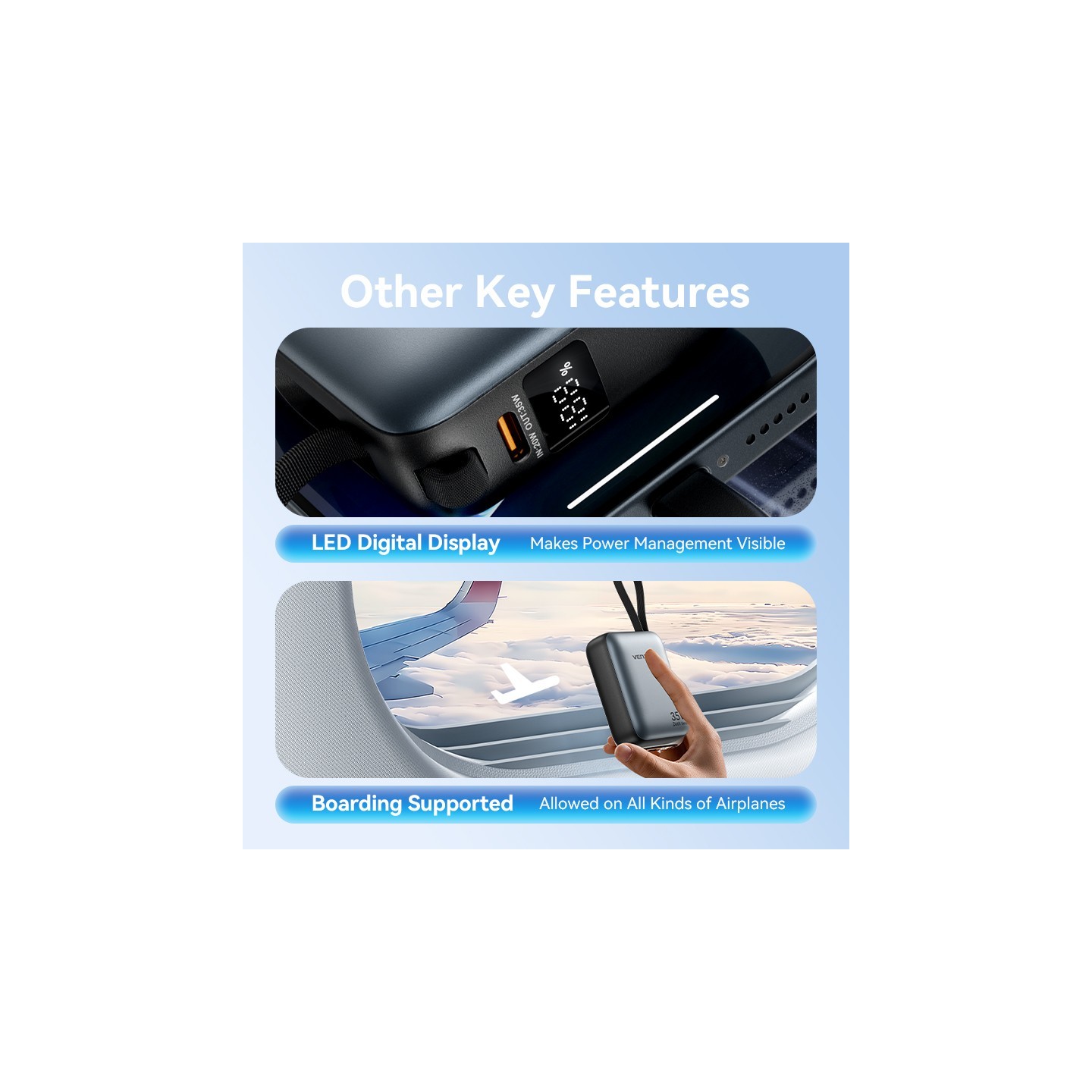 Vention Powerbank 10000mAh 35W Mini Size Built-in USBC Black - FHEH0 - 10000mAh 35W Mini Size Built-in USBC Black