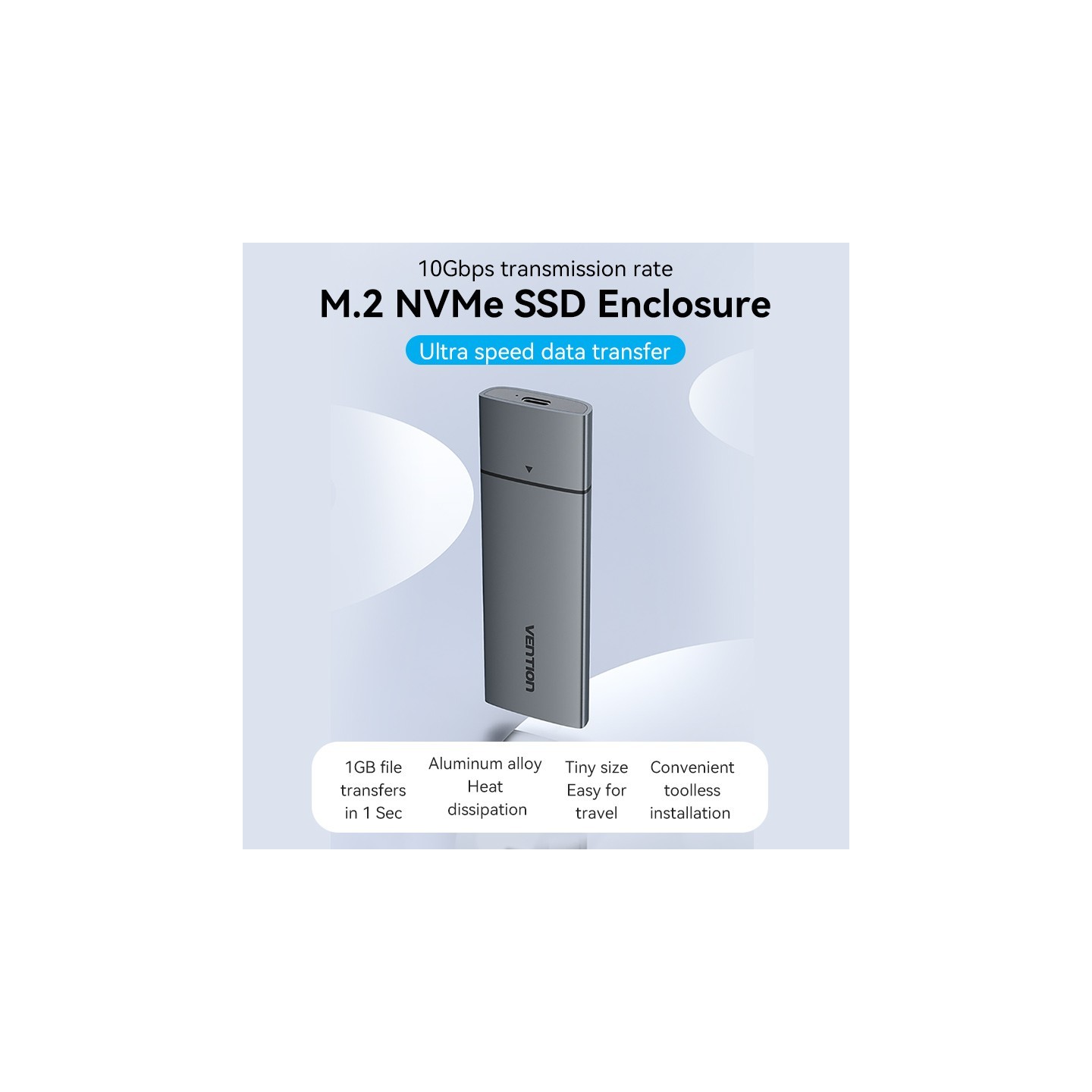 Vention M.2 NVMe SSD Enclosure - KPGH0 - USB 3.1 Gen2 10Gbps Metal — Buy in Cyprus with Fast Delivery