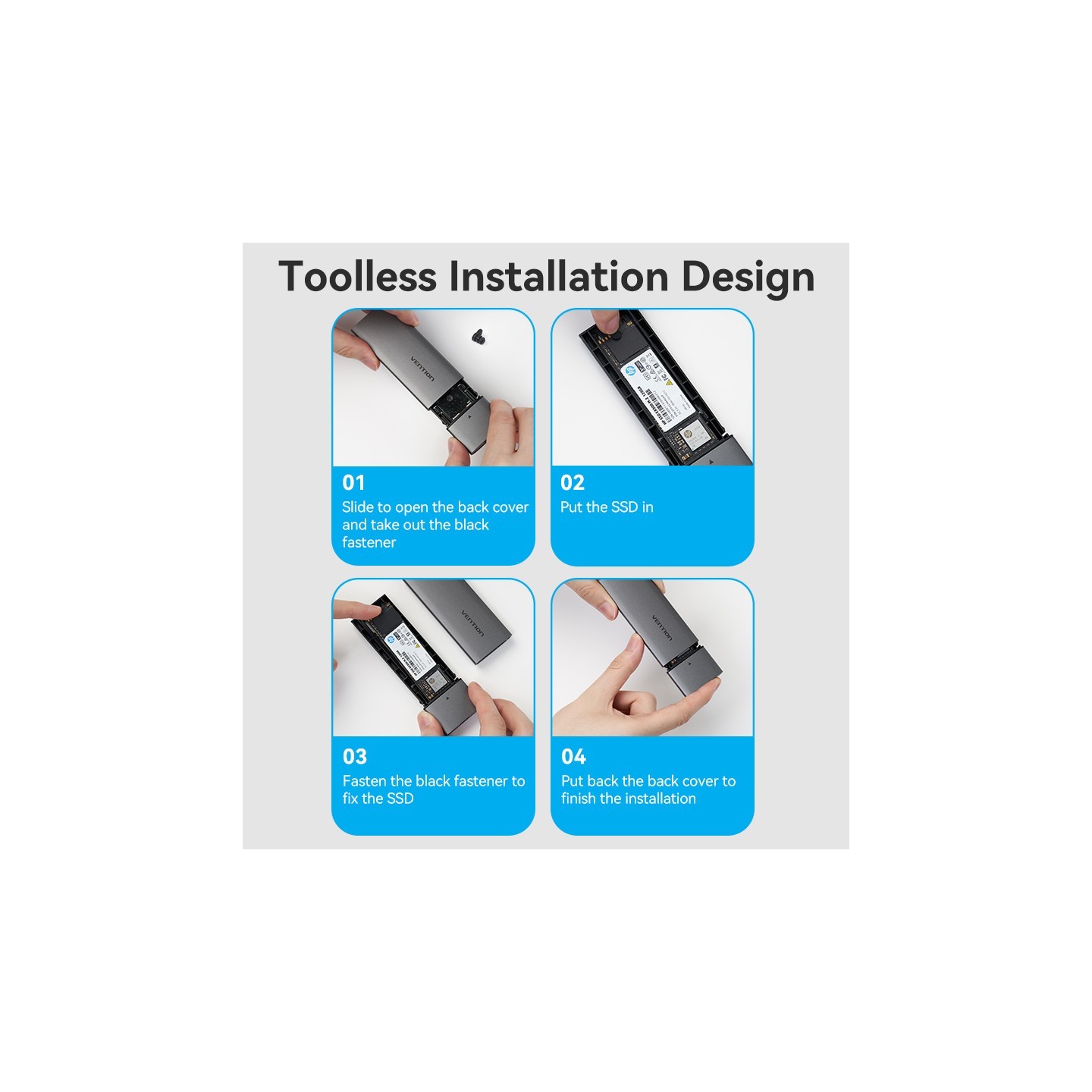 Vention M.2 NVMe SSD Enclosure - KPGH0 - USB 3.1 Gen2 10Gbps Metal — Buy in Cyprus with Fast Delivery