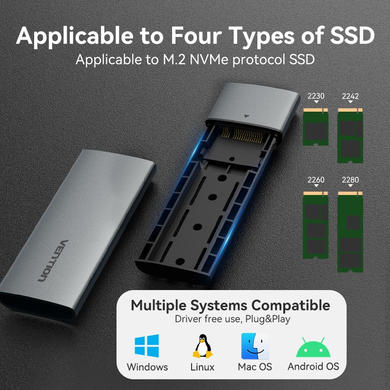 Buy Vention M.2 NVMe SSD Enclosure - KPGH0 - USB 3.1 Gen2 10Gbps Metal in Cyprus, Nicosia, Limassol, Larnaka, Pafos