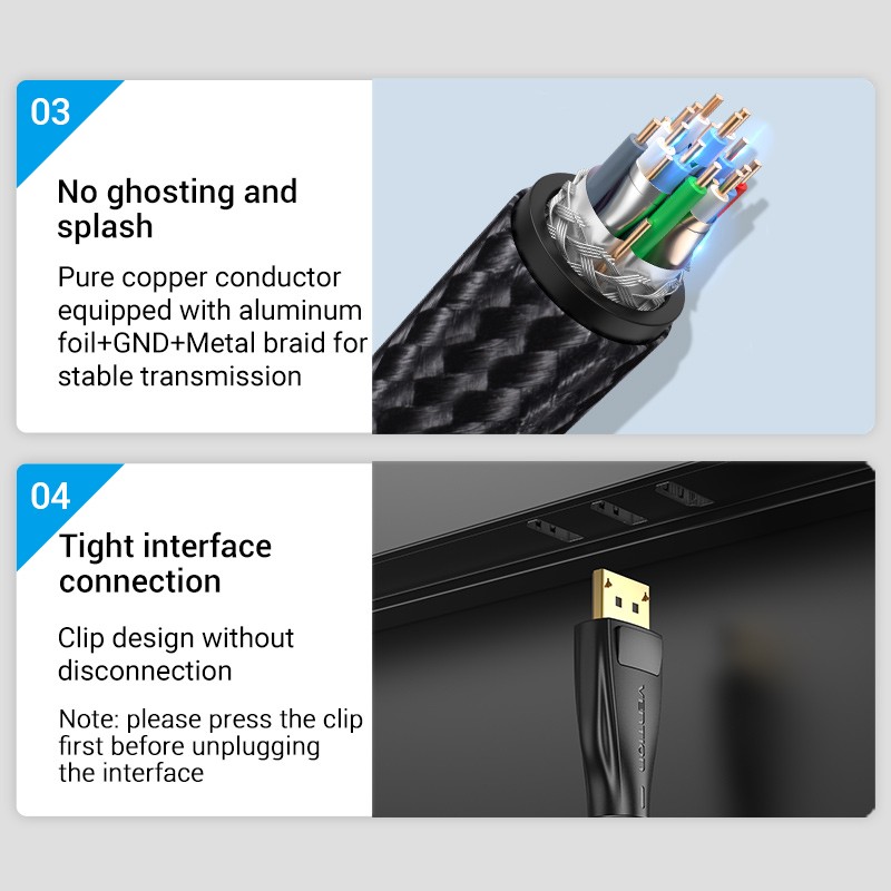 Buy Vention DisplayPort Cable - HCCBJ - DP1.4 8K60Hz Braided 5.0m in Cyprus, Nicosia, Limassol, Larnaka, Pafos