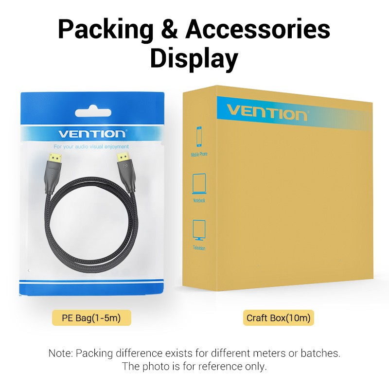 Buy Vention DisplayPort Cable - HCCBJ - DP1.4 8K60Hz Braided 5.0m in Cyprus, Nicosia, Limassol, Larnaka, Pafos