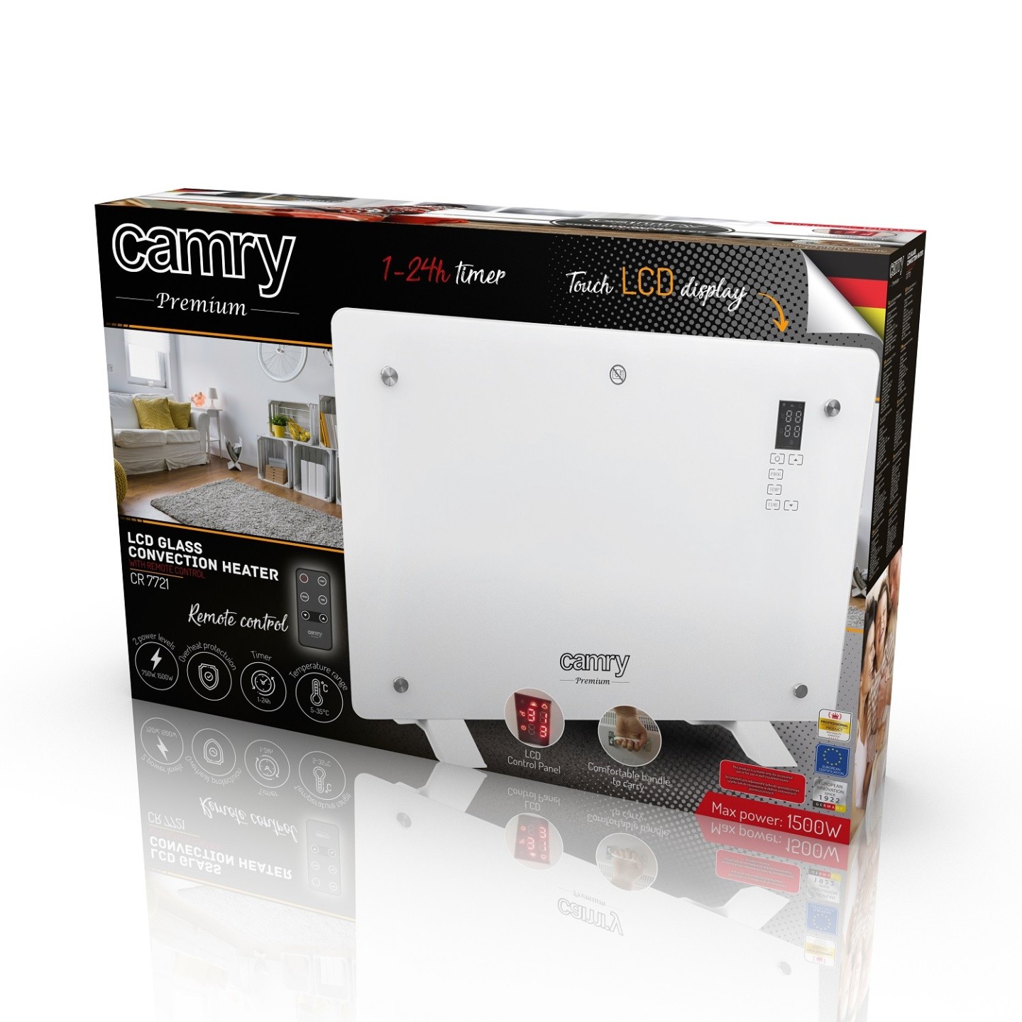 Camry Convection Glass Heater - CR7721 - with Remote — Buy in Cyprus with Fast Delivery