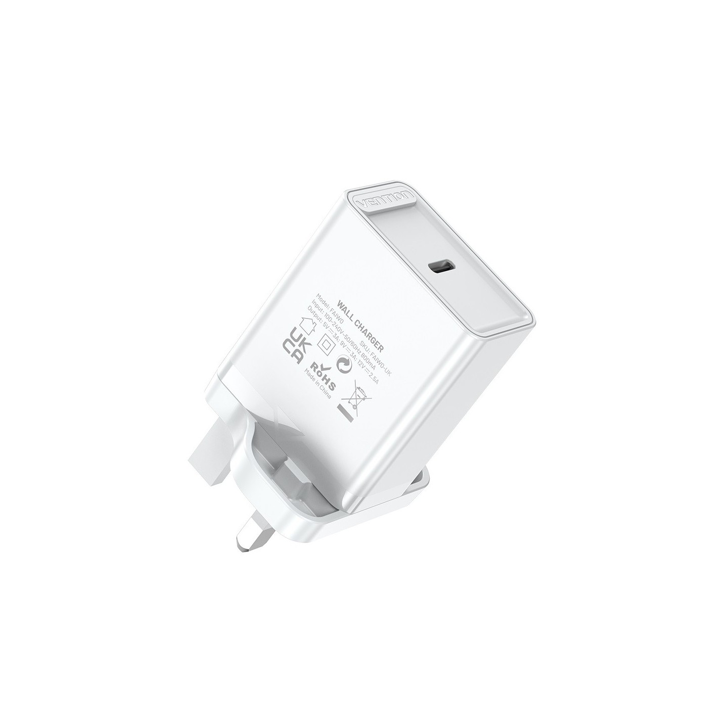 Vention Charger Wall - FAIW0-UK - 30W 1xUSBC UK Plug White — Buy in Cyprus with Fast Delivery