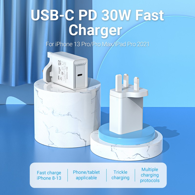 Buy Vention Charger Wall - FAIW0-UK - 30W 1xUSBC UK Plug White in Cyprus, Nicosia, Limassol, Larnaka, Pafos