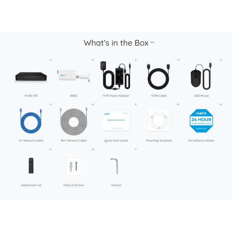 Buy Reolink KIT 8xChNVR+4x8MP Bullet+2TB NVR - RLK8-800B4-8MP - 8xChNVR+4x8MP Bu... in Cyprus, Nicosia, Limassol, Larnaka, Pafos