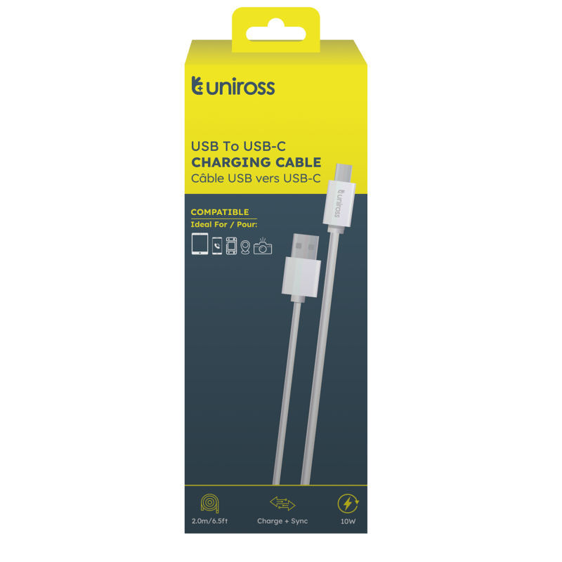 Buy Uniross Cable USB-A to USB-C Cable - UCA005 - USB-A to USB-C Cable 2.0m in Cyprus, Nicosia, Limassol, Larnaka, Pafos
