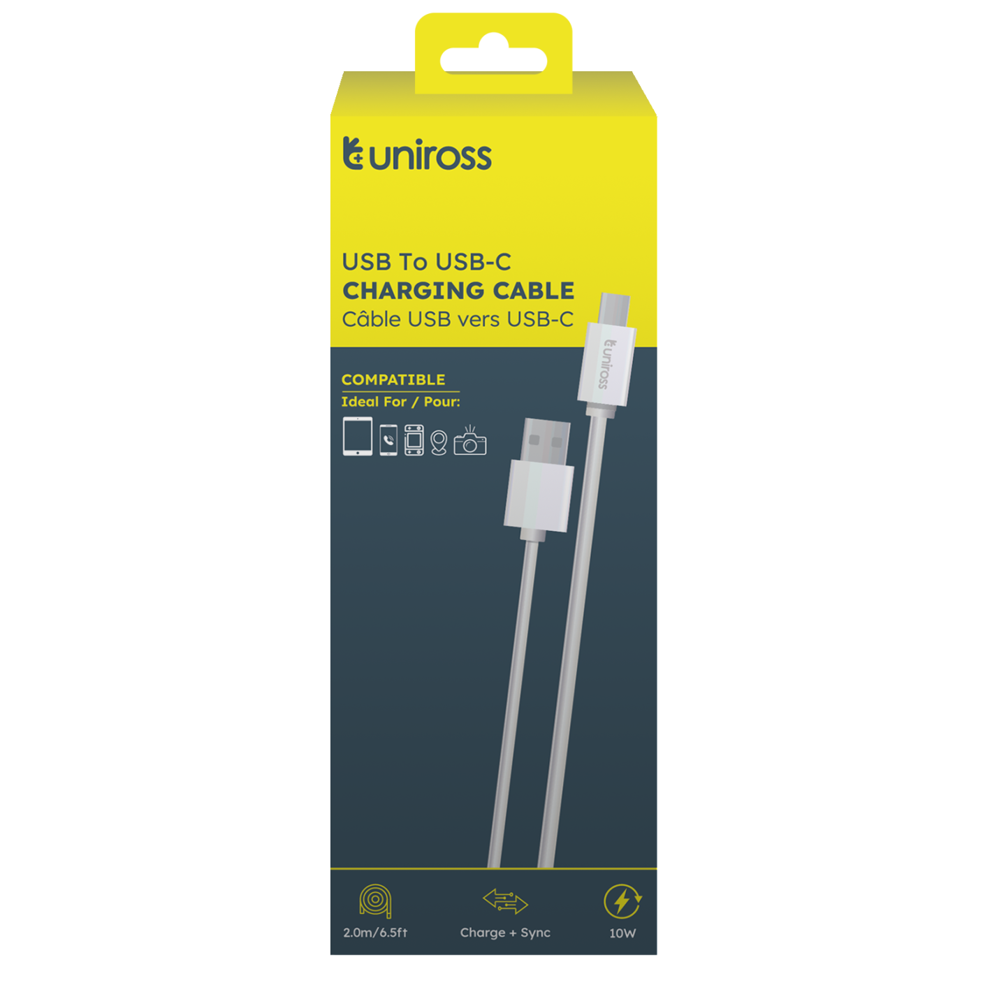 Uniross USB-A to USB-C Cable 2.0m UCA005 (Blister) — Buy in Cyprus with Fast Delivery
