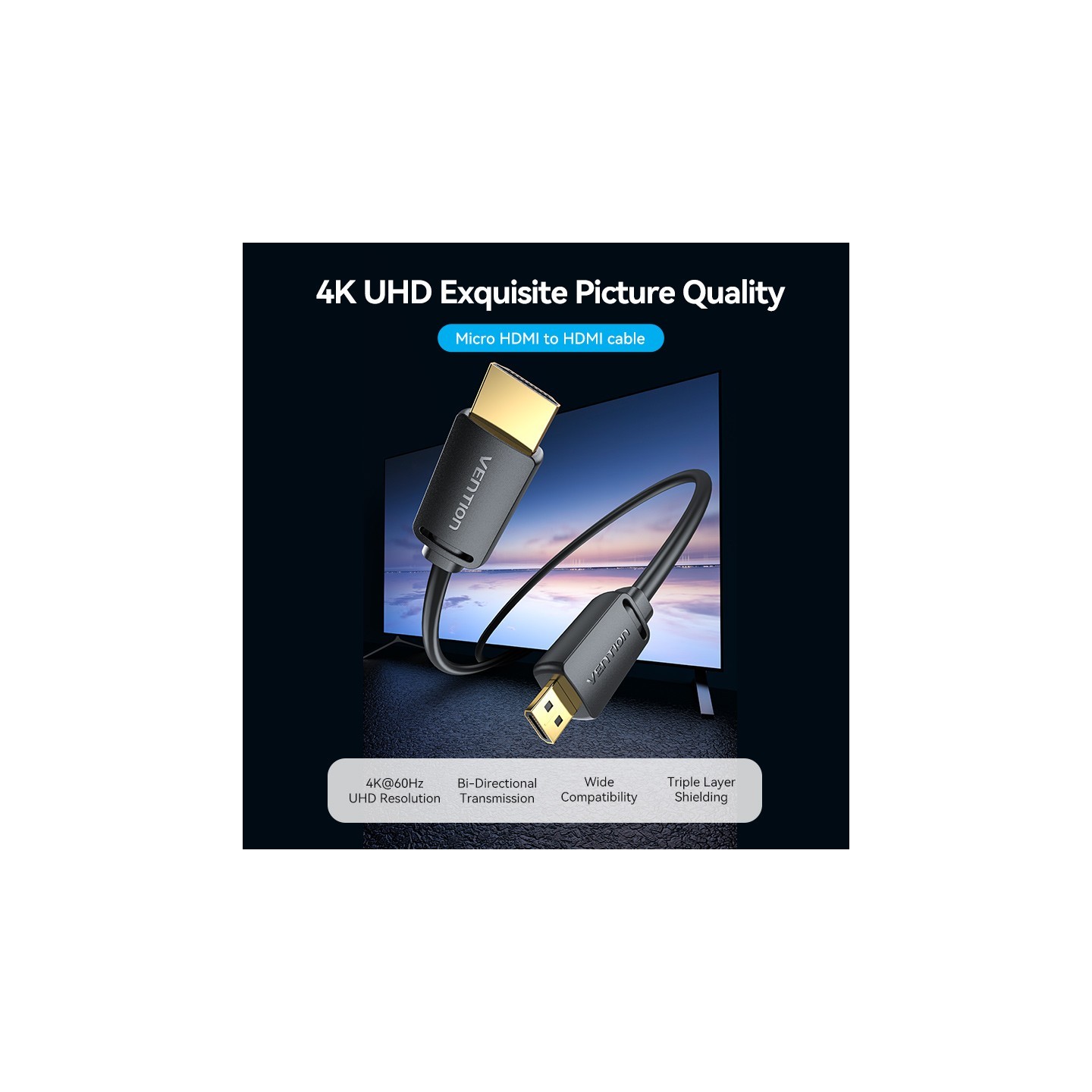 Vention HDMI to HDMI Micro Cable - AGIBI - 3.0m — Buy in Cyprus with Fast Delivery