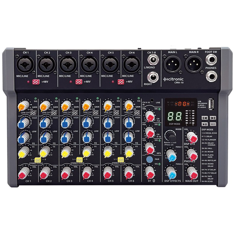 Buy Citronic 8ch Mixer with DSP BT PC USB Play-Rec - CMA-10 - 8ch Mixer with DSP... in Cyprus, Nicosia, Limassol, Larnaka, Pafos