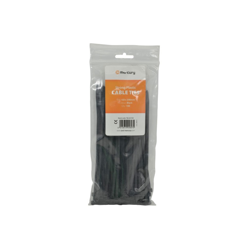 Buy Mercury Cable Ties 4.8x200mm - 782.027UK - Black in Cyprus, Nicosia, Limassol, Larnaka, Pafos