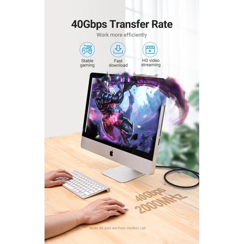 Buy Vention Network Cable - IKGBG - CAT8 SFTP Braided 1.5m Black in Cyprus, Nicosia, Limassol, Larnaka, Pafos