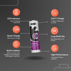 Buy Uniross Rechargeable USB-C Lithium AA Batteries - 4pack in Cyprus, Nicosia, Limassol, Larnaka, Pafos