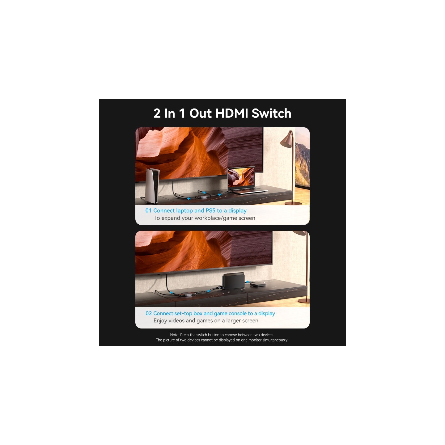 Vention HDMI Switch - AKPH0 - 2-Port 8K 2.1 Bi-Directional Metal — Buy in Cyprus with Fast Delivery