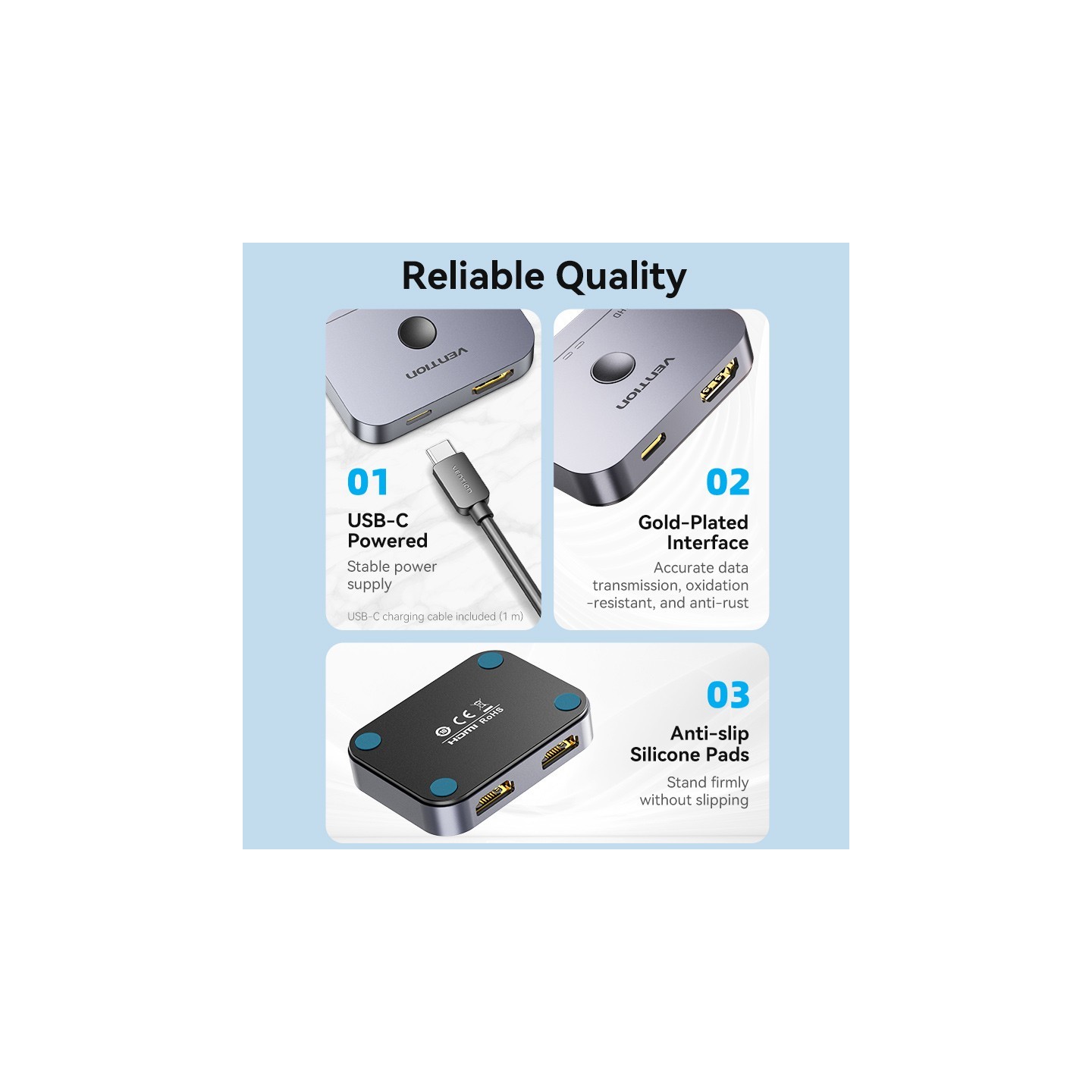 Vention HDMI Switch - AKPH0 - 2-Port 8K 2.1 Bi-Directional Metal — Buy in Cyprus with Fast Delivery