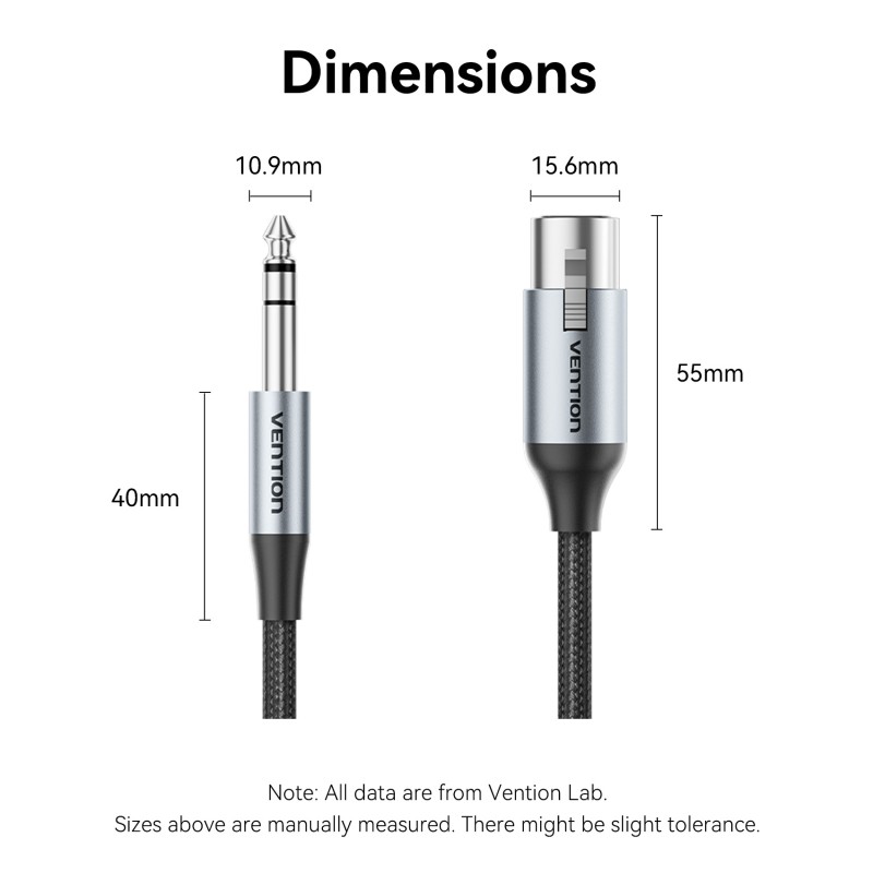 Buy Vention AUDIO Cable - BKGHJ - 6.3mm to XLR M-F Cable Braided-Metal 5.0m in Cyprus, Nicosia, Limassol, Larnaka, Pafos