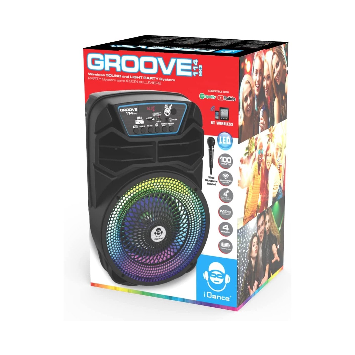iDance Groove Karaoke Speaker - 114mk3 - with 1 Wired Mic BT & USB — Buy in Cyprus with Fast Delivery