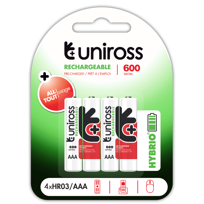 Buy Uniross AAA 600 Hybrio Rechargable Batteries - 4 Pcs in Cyprus, Nicosia, Limassol, Larnaka, Pafos
