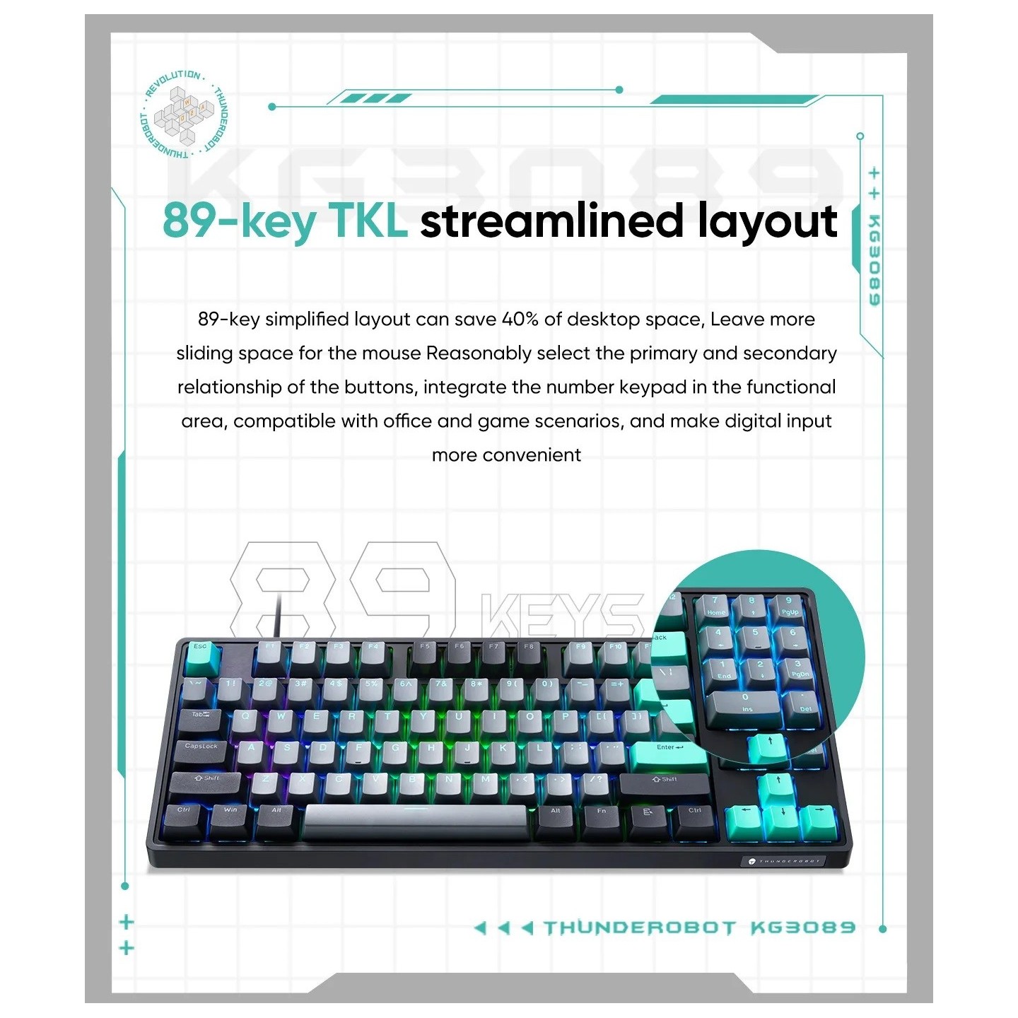 Thunderobot KG3089 89-Key Red Switch Mechanical Gaming Keyboard (Boxed) — Buy in Cyprus with Fast Delivery
