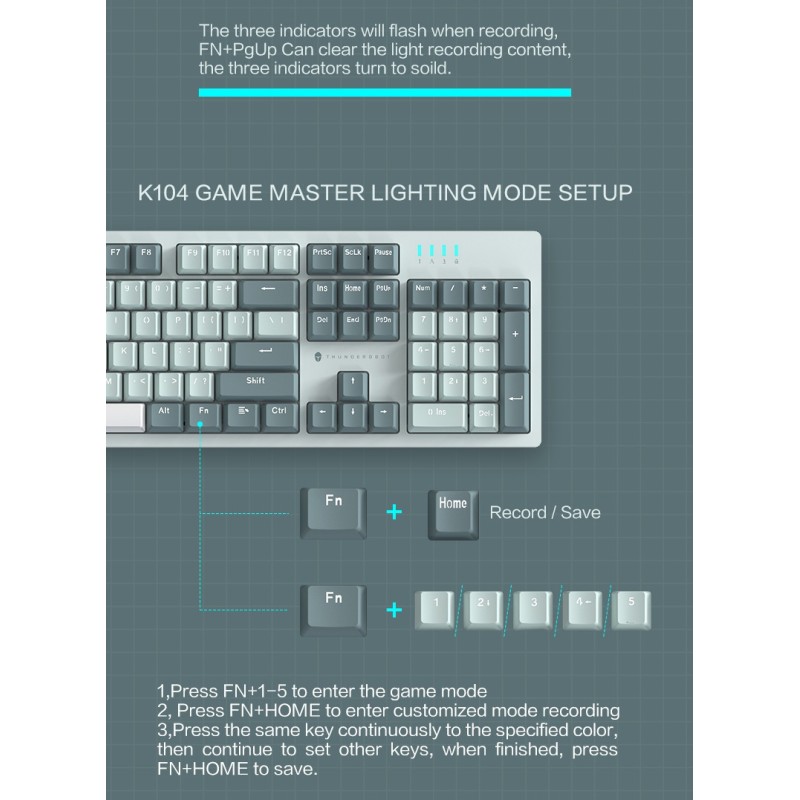 Buy Thunderobot Gaming Mechanical Keyboard - K104 - 104 Red Switch Keys in Cyprus, Nicosia, Limassol, Larnaka, Pafos