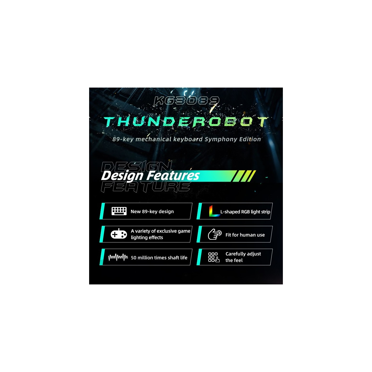 Thunderobot KG3089R Mechanical Gaming Keyboard - Black 89 Red Switch Keys (Boxed) — Buy in Cyprus with Fast Delivery