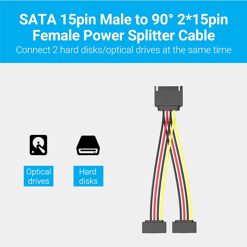 Buy Vention IT Cable SATA 15P M to 2x15P F Power Splitter - KDBBB - 0.15m in Cyprus, Nicosia, Limassol, Larnaka, Pafos