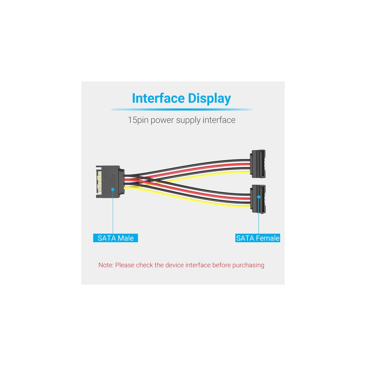 Vention IT Cable SATA 15P M to 2x15P F Power Splitter - KDBBB - 0.15m — Buy in Cyprus with Fast Delivery