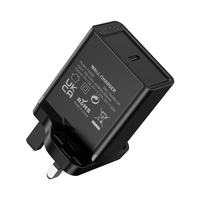 Buy Vention Charger Wall - FADB0-UK - 20W 1xUSBC Black in Cyprus, Nicosia, Limassol, Larnaka, Pafos