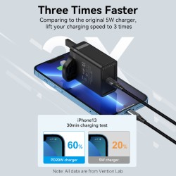 Buy Vention Charger Wall - FADB0-UK - 20W 1xUSBC Black in Cyprus, Nicosia, Limassol, Larnaka, Pafos