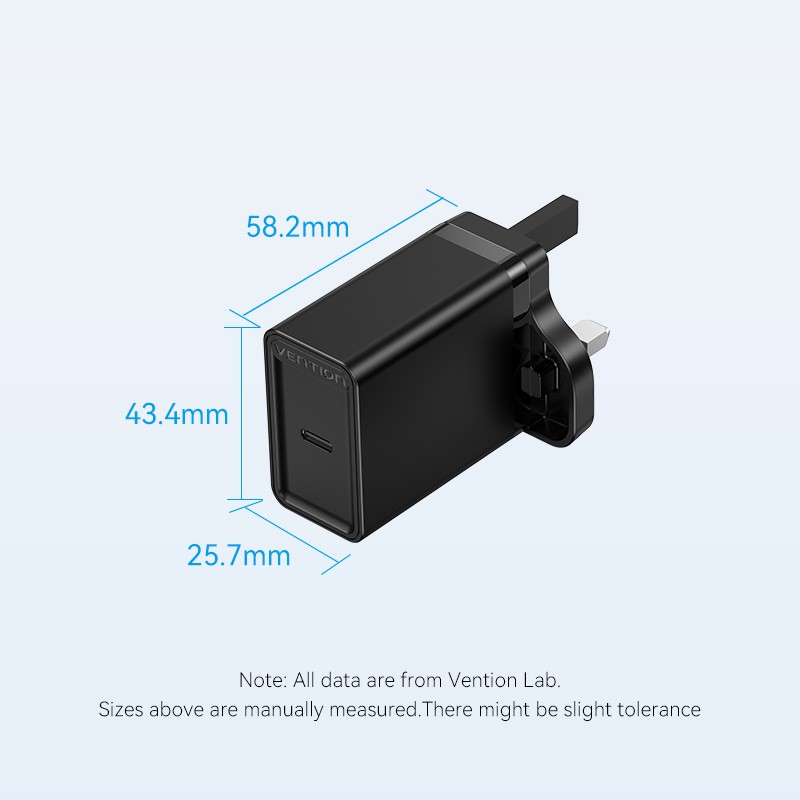 Buy Vention Charger Wall - FADB0-UK - 20W 1xUSBC Black in Cyprus, Nicosia, Limassol, Larnaka, Pafos