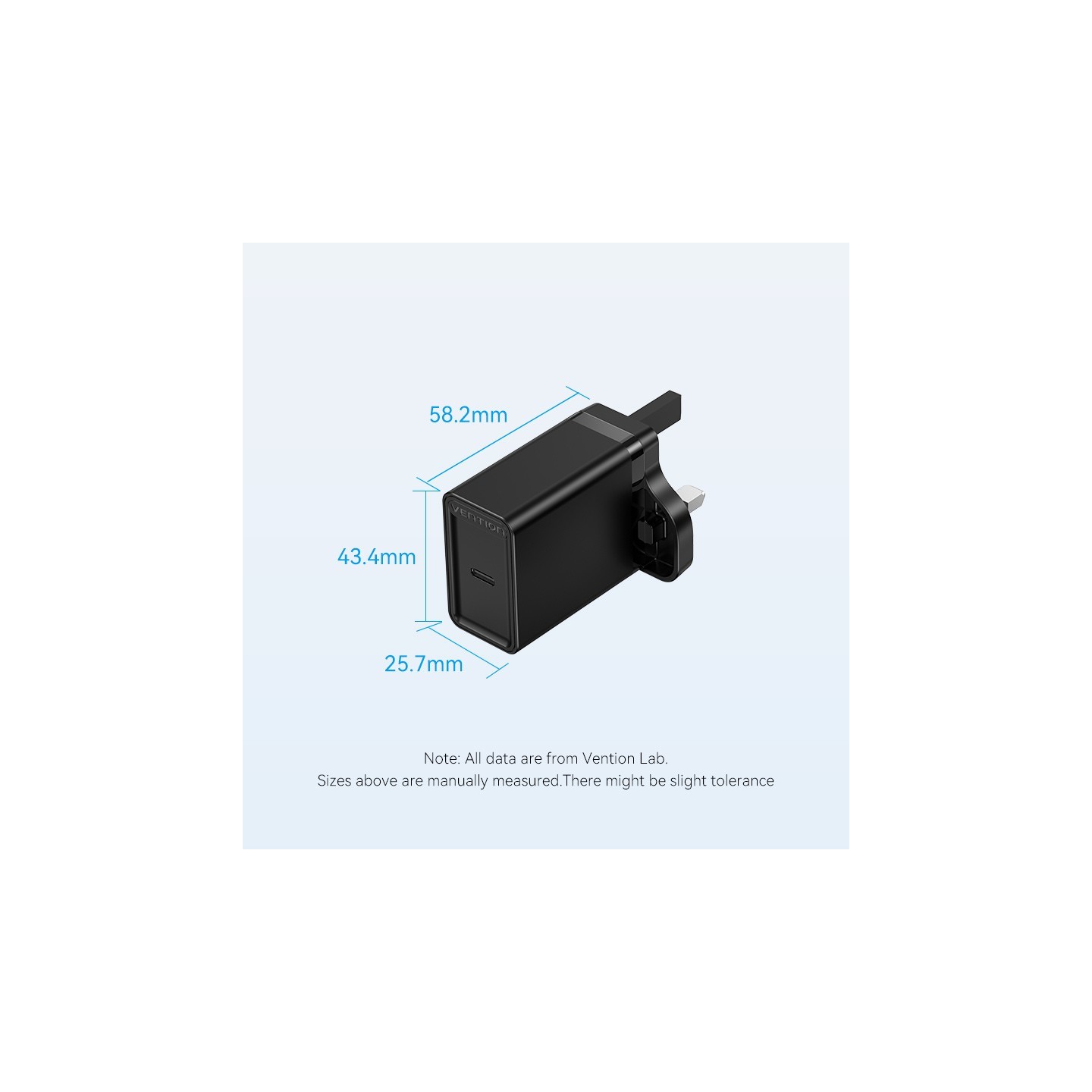 Vention Charger Wall - FADB0-UK - 20W 1xUSBC Black — Buy in Cyprus with Fast Delivery
