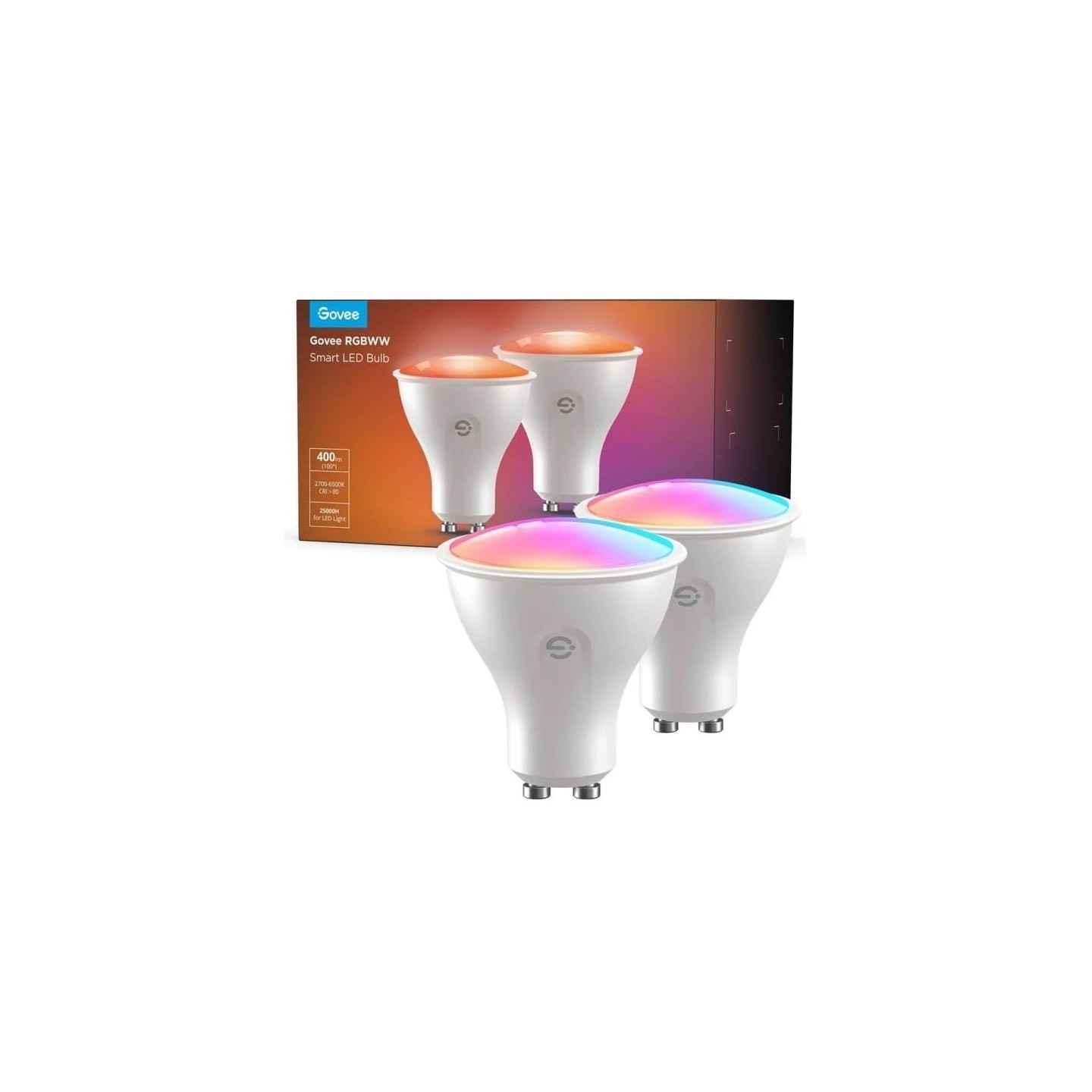 Govee Bulb Ceiling GU10 Smart LED 400 Lumens RGBWW (Pack of 2) - B600D3C1 - GU10 Smart LED 400 Lumens RGBWW (Pack of 2)