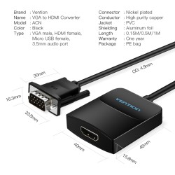 Buy Vention Converter VGA+Audio to HDMI & USB Power - ACNBD - 0.5m in Cyprus, Nicosia, Limassol, Larnaka, Pafos