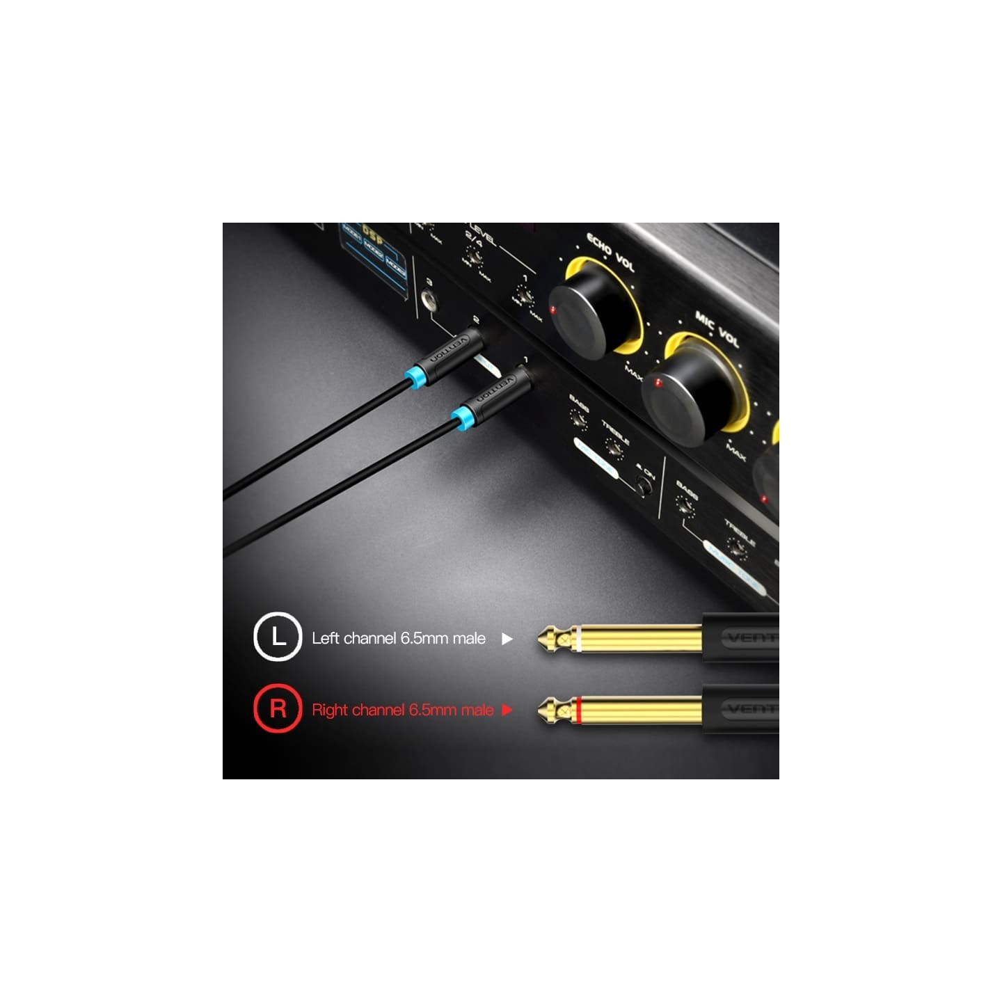 Vention AUDIO - BACBG - 3.5mm M to 2x6.3mm M Cable 1.5m — Buy in Cyprus with Fast Delivery