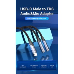 Buy Vention USB-C to 2x3.5mm TRS Cable Adaptor - BGPHY - 0.3m in Cyprus, Nicosia, Limassol, Larnaka, Pafos