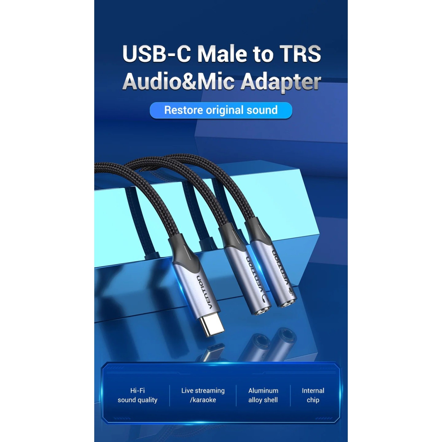 Vention USB-C to 2x3.5mm TRS Cable Adaptor - BGPHY - 0.3m — Buy in Cyprus with Fast Delivery