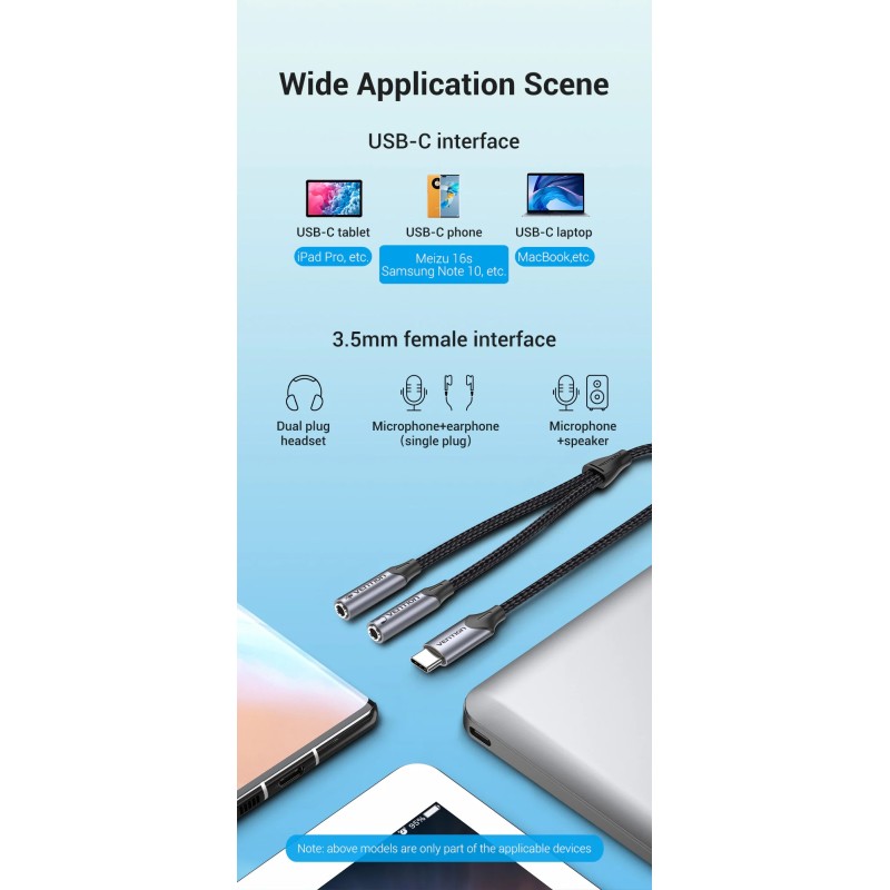Buy Vention USB-C to 2x3.5mm TRS Cable Adaptor - BGPHY - 0.3m in Cyprus, Nicosia, Limassol, Larnaka, Pafos