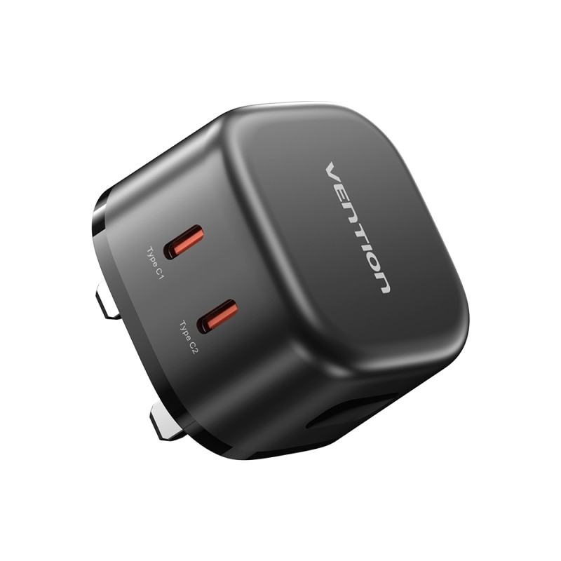 Buy Vention Charger - FESB0-UK - Wall GaN 45W 2xUSBC Black in Cyprus, Nicosia, Limassol, Larnaka, Pafos