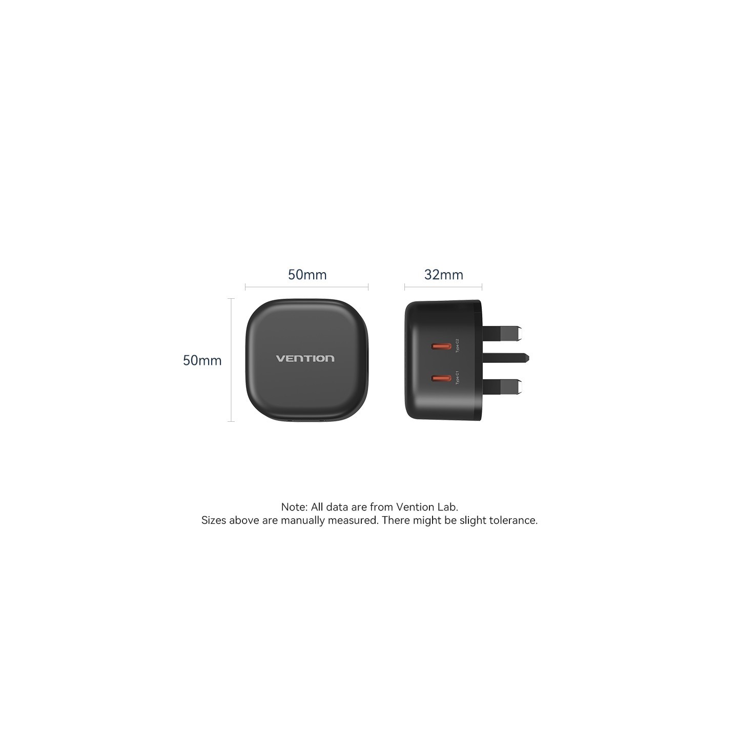 Vention Charger - FESB0-UK - Wall GaN 45W 2xUSBC Black — Buy in Cyprus with Fast Delivery