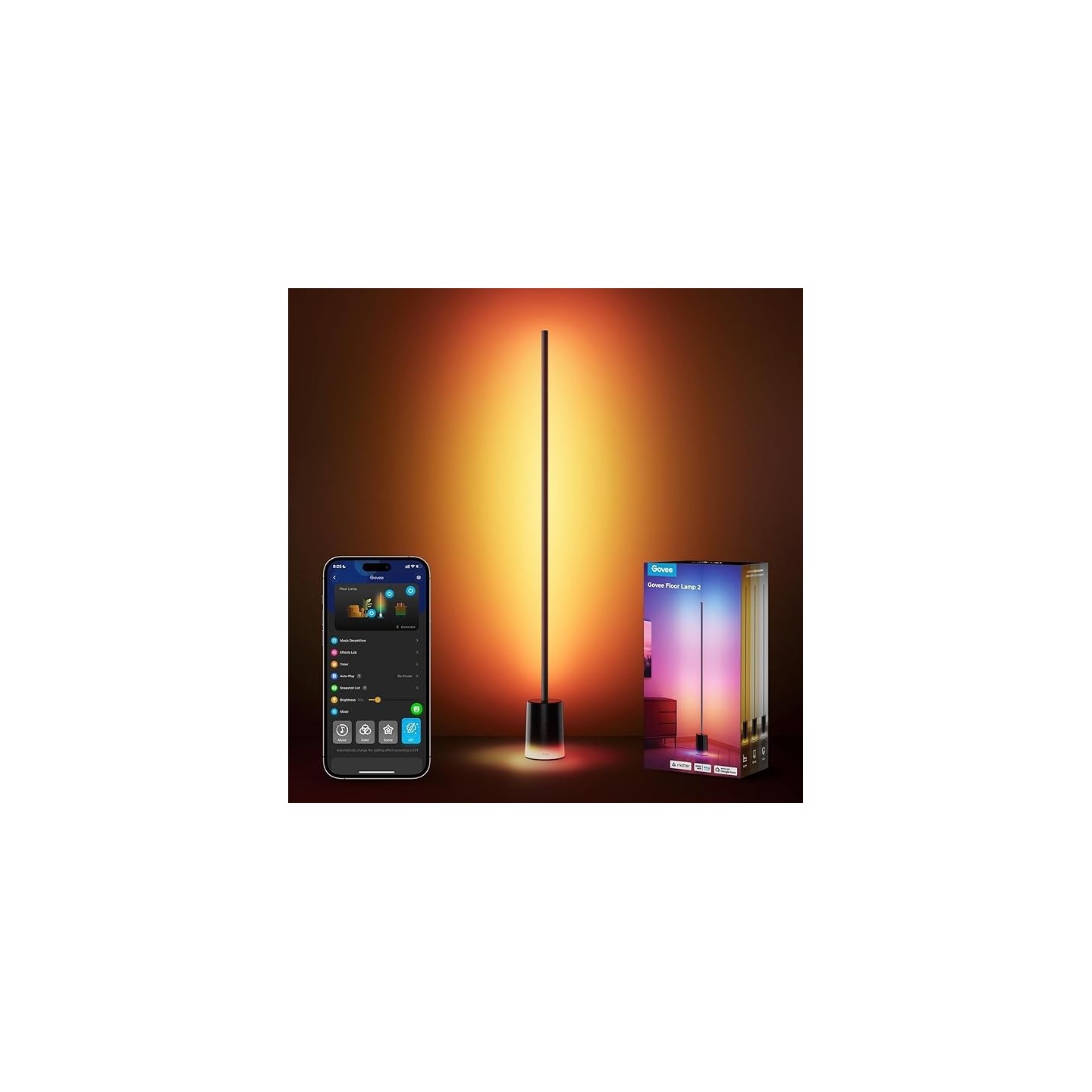 Govee Lamp Floor Smart RGBICWW Supports Matter - H607C - Floor Lamp 2 Black — Buy in Cyprus with Fast Delivery