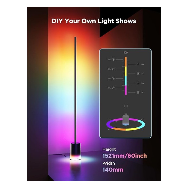 Buy Govee Lamp Floor Smart RGBICWW Supports Matter - H607C - Floor Lamp 2 Black in Cyprus, Nicosia, Limassol, Larnaka, Pafos