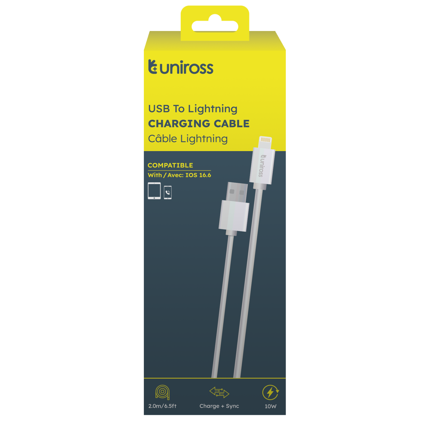 Uniross Cable USB-A to Lightning USB Cable - UCA003 - 2.0m — Buy in Cyprus with Fast Delivery