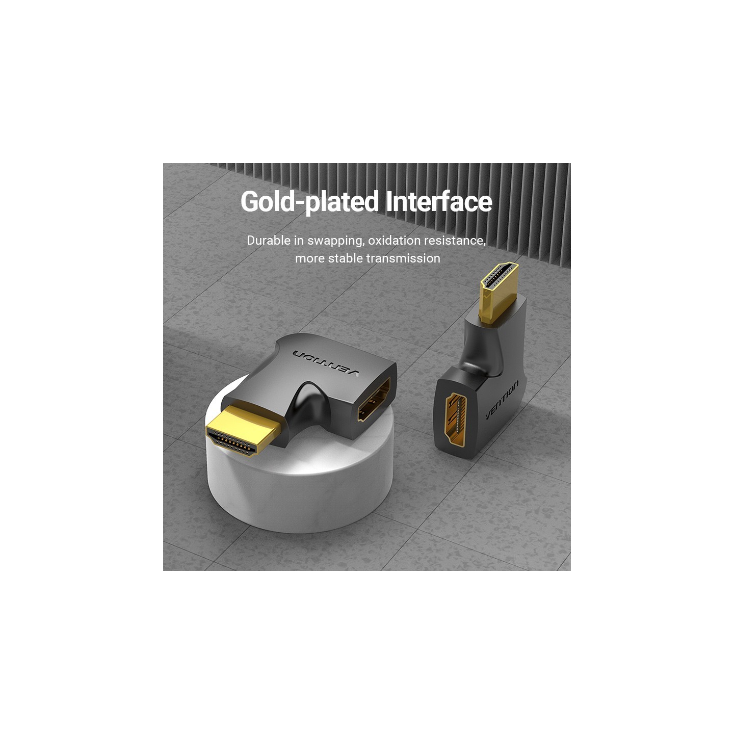 Vention HDMI Adaptor - AIQB0 - Male to Female 270 Degree Vertical Flat 4K60Hz — Buy in Cyprus with Fast Delivery