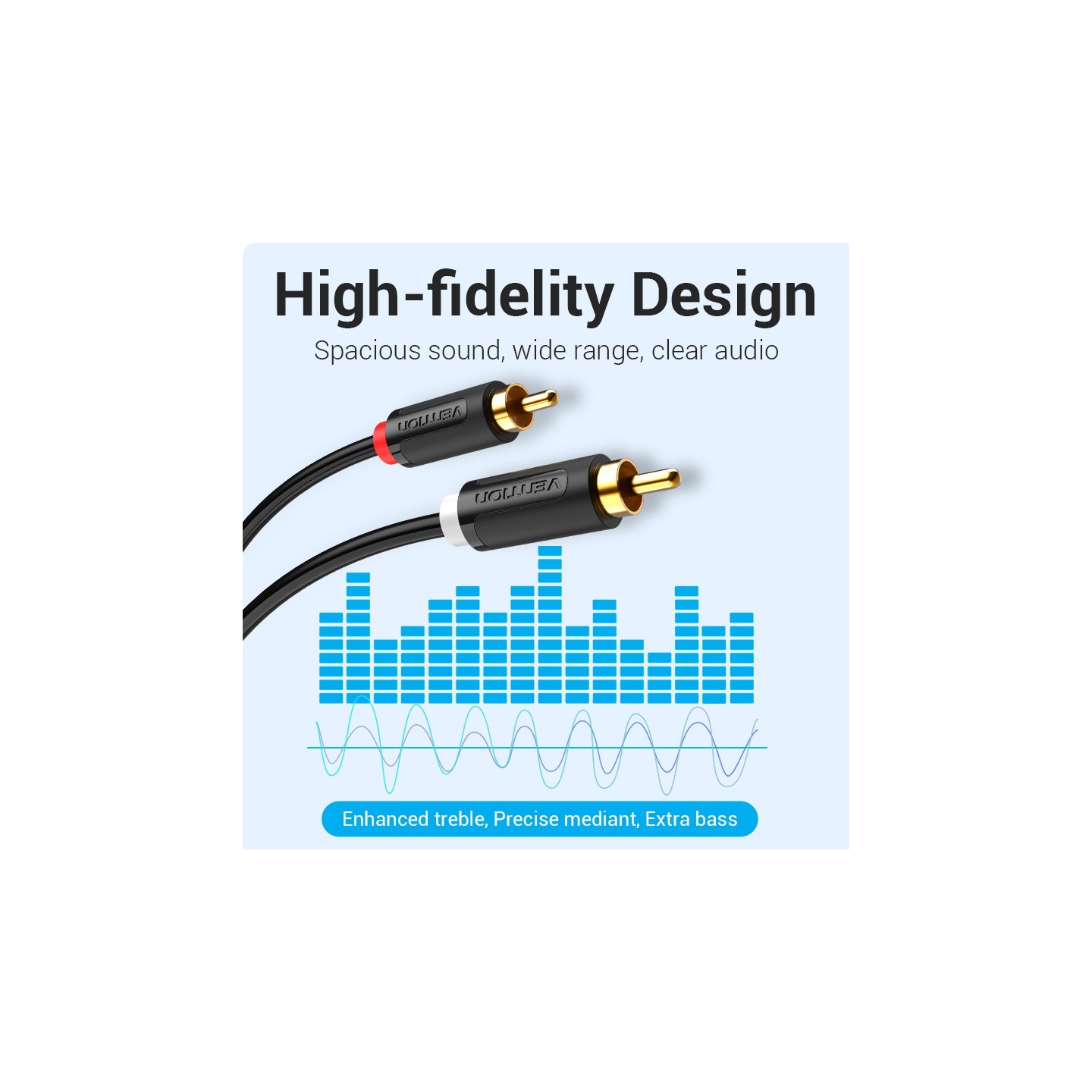 Vention AUDIO Cable - BCMBJ - 2RCA to 2RCA M-M Cable 5.0m — Buy in Cyprus with Fast Delivery