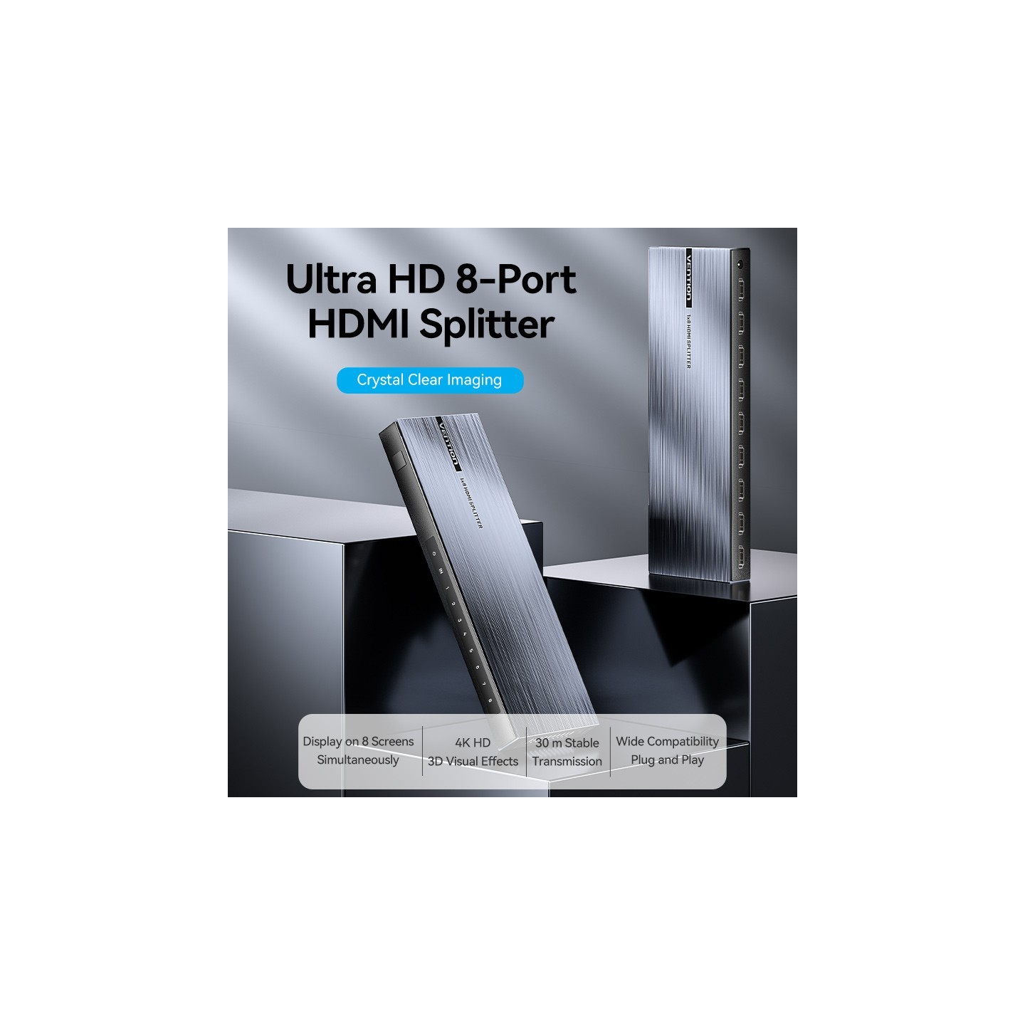 Vention HDMI Splitter - AKQB0-UK - 8-Port 4K 1.4 with UK PSU — Buy in Cyprus with Fast Delivery