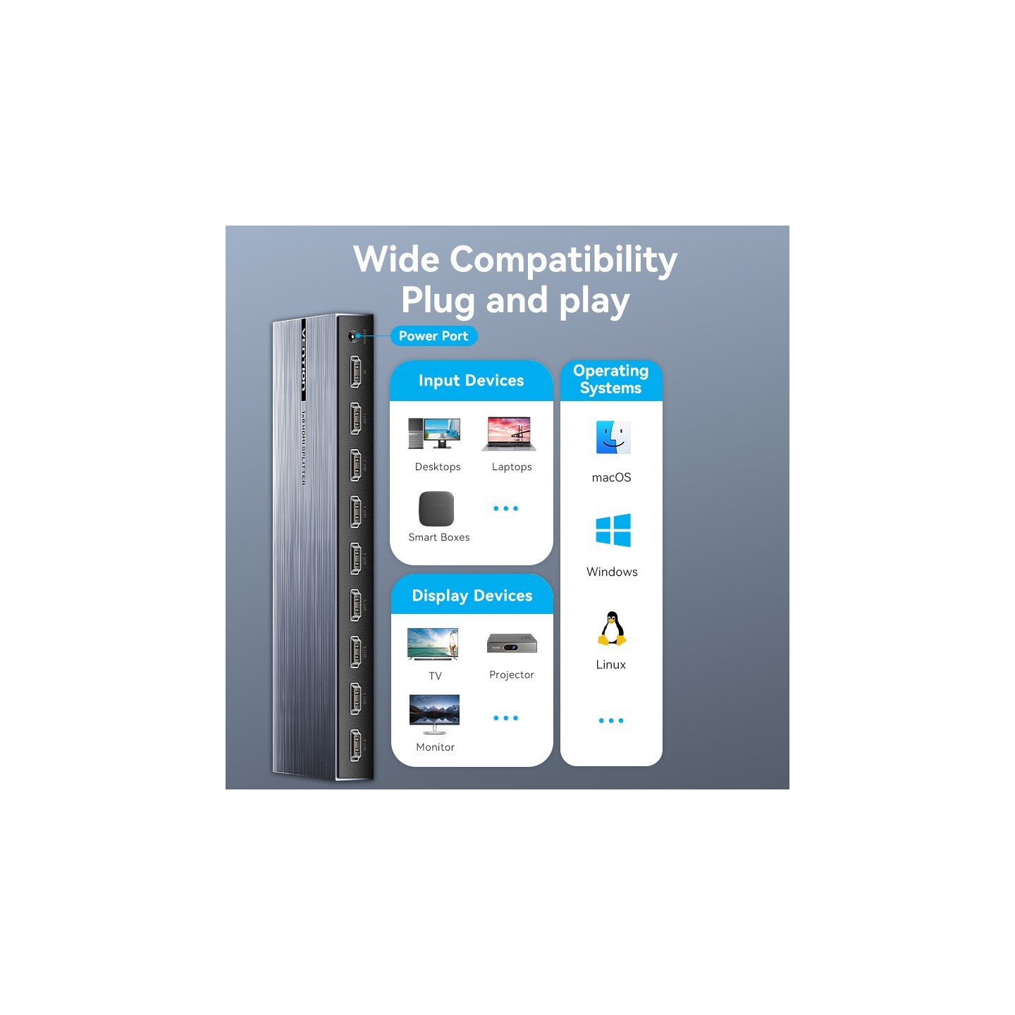 Vention HDMI Splitter - AKQB0-UK - 8-Port 4K 1.4 with UK PSU — Buy in Cyprus with Fast Delivery