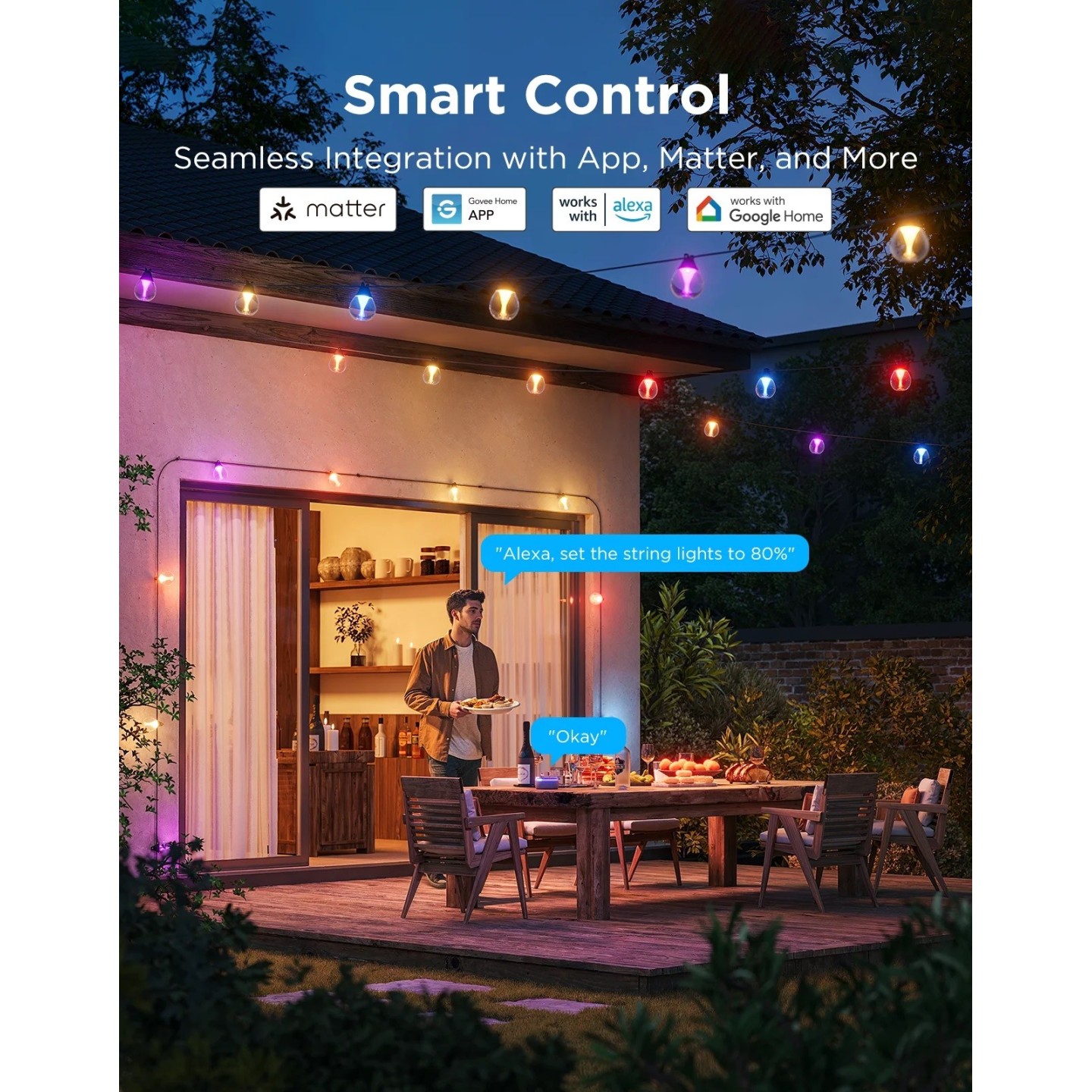 Govee Outdoor Smart String Lights - H7025CB1 - RGBICW — Buy in Cyprus with Fast Delivery
